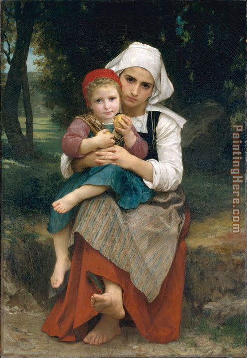 Breton Brother and Sister painting - William Bouguereau Breton Brother and Sister art painting